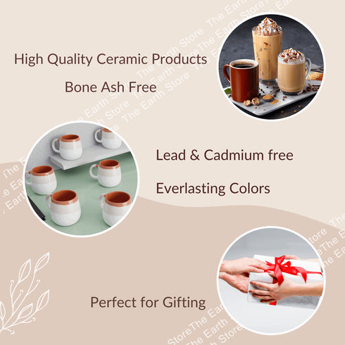 Tritone Brown Brown Ovule Shape Tea Cups Set of 6 - The Earth Store - Cup Sets